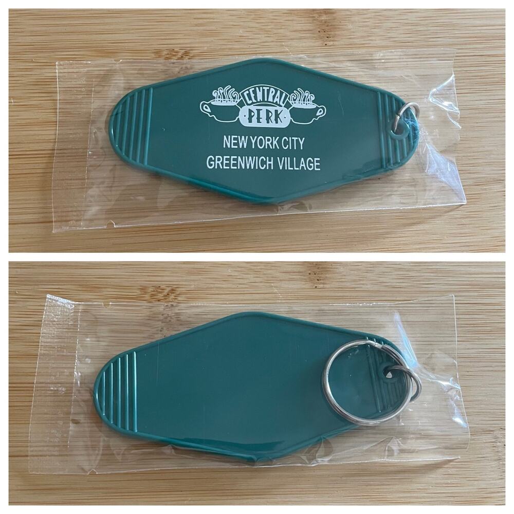 Friends ~ Central Perk Coffee Shop Retro Motel Style Keychain ~ Forest Green